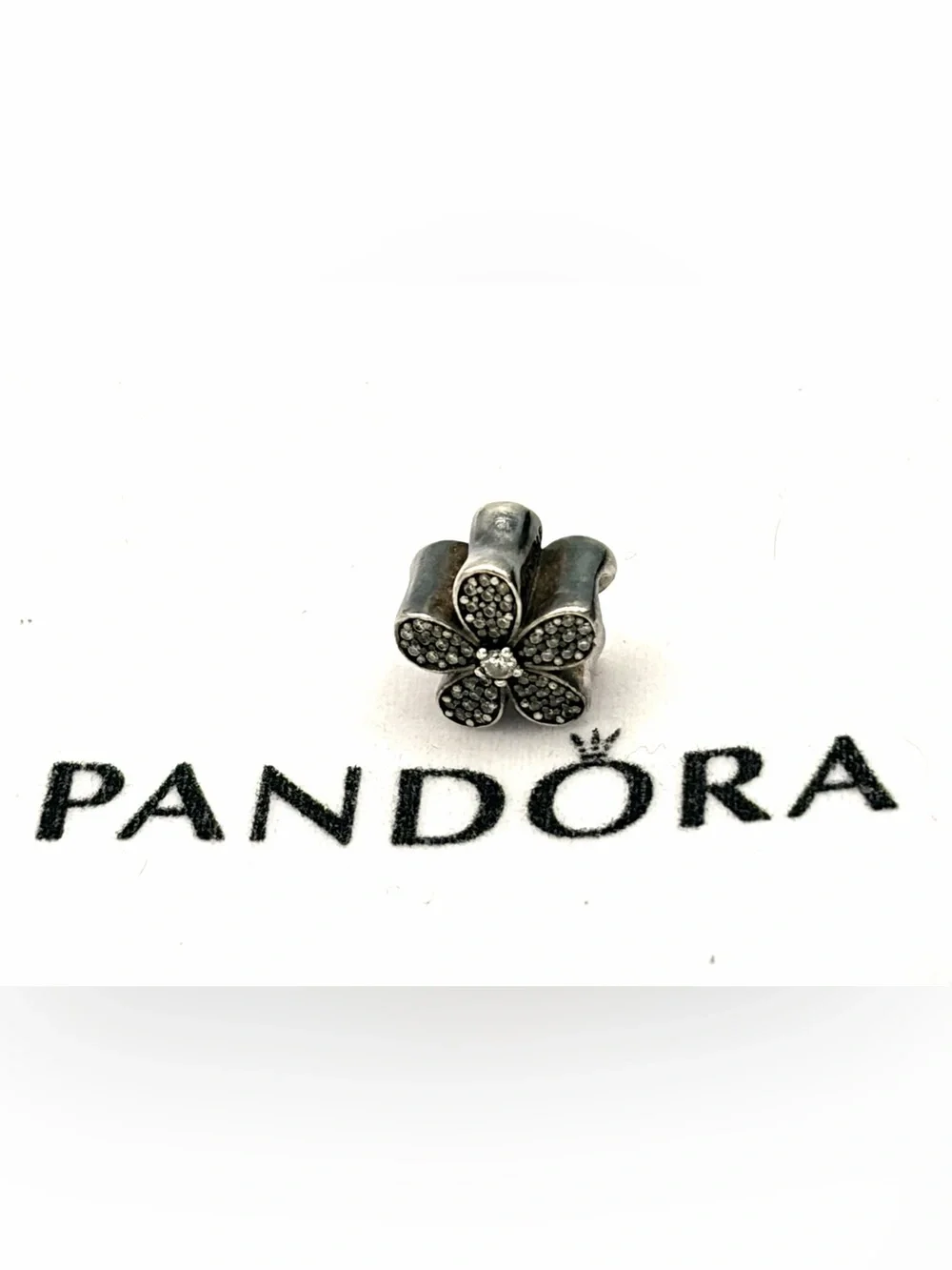 Pandora Dazzling Daisy Charm Silver Flower Pavé Bead- Retired 791480CZ